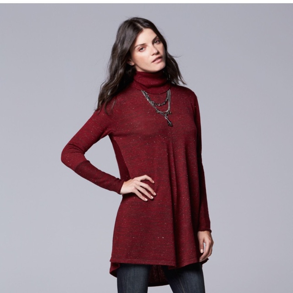Vera wang pleated turtleneck sweater